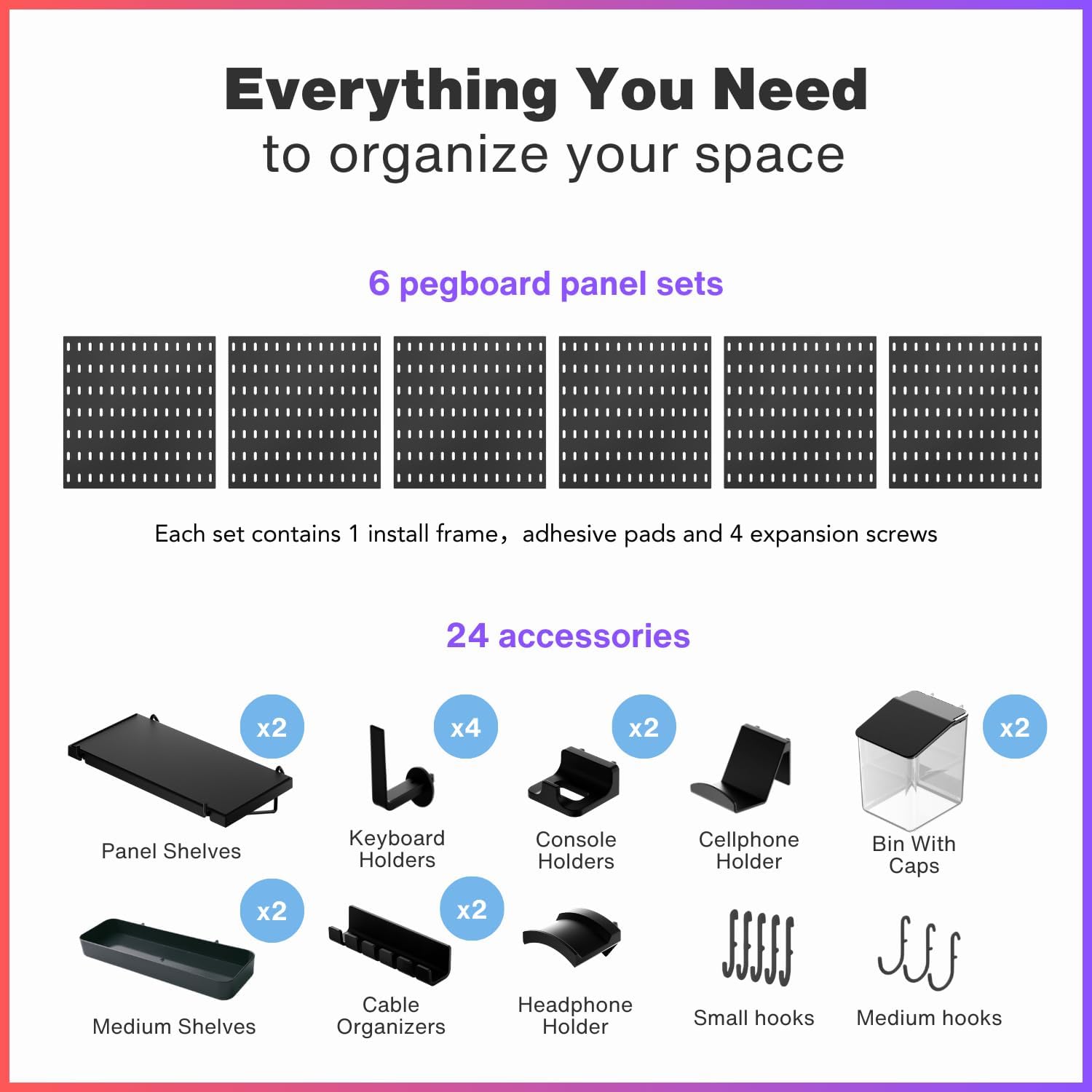 Peg Board Wall Organizer for G - Tech Accessories Images recension och pris
