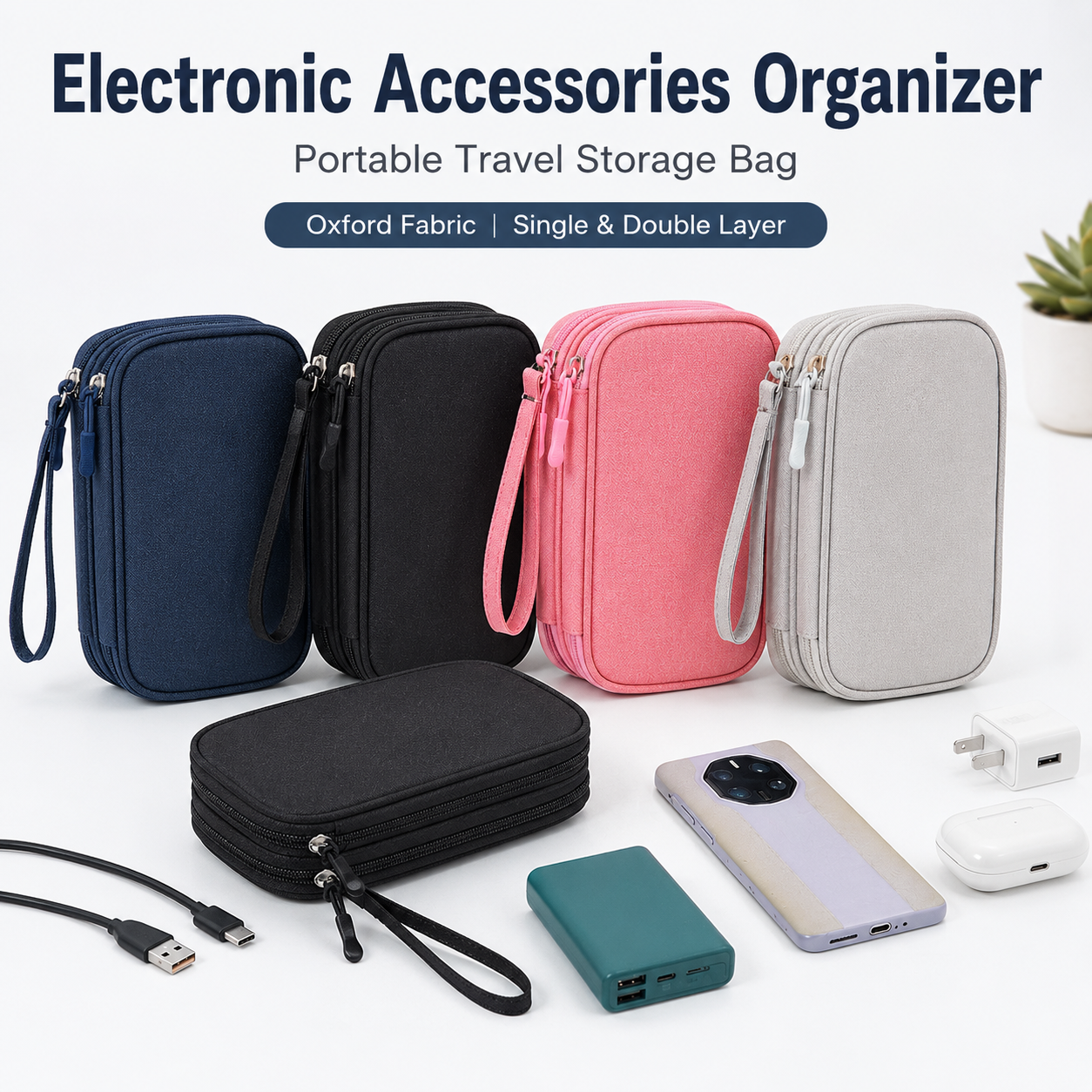 Portable Cable Organizer Bag O - Tech Accessories Case recension och pris