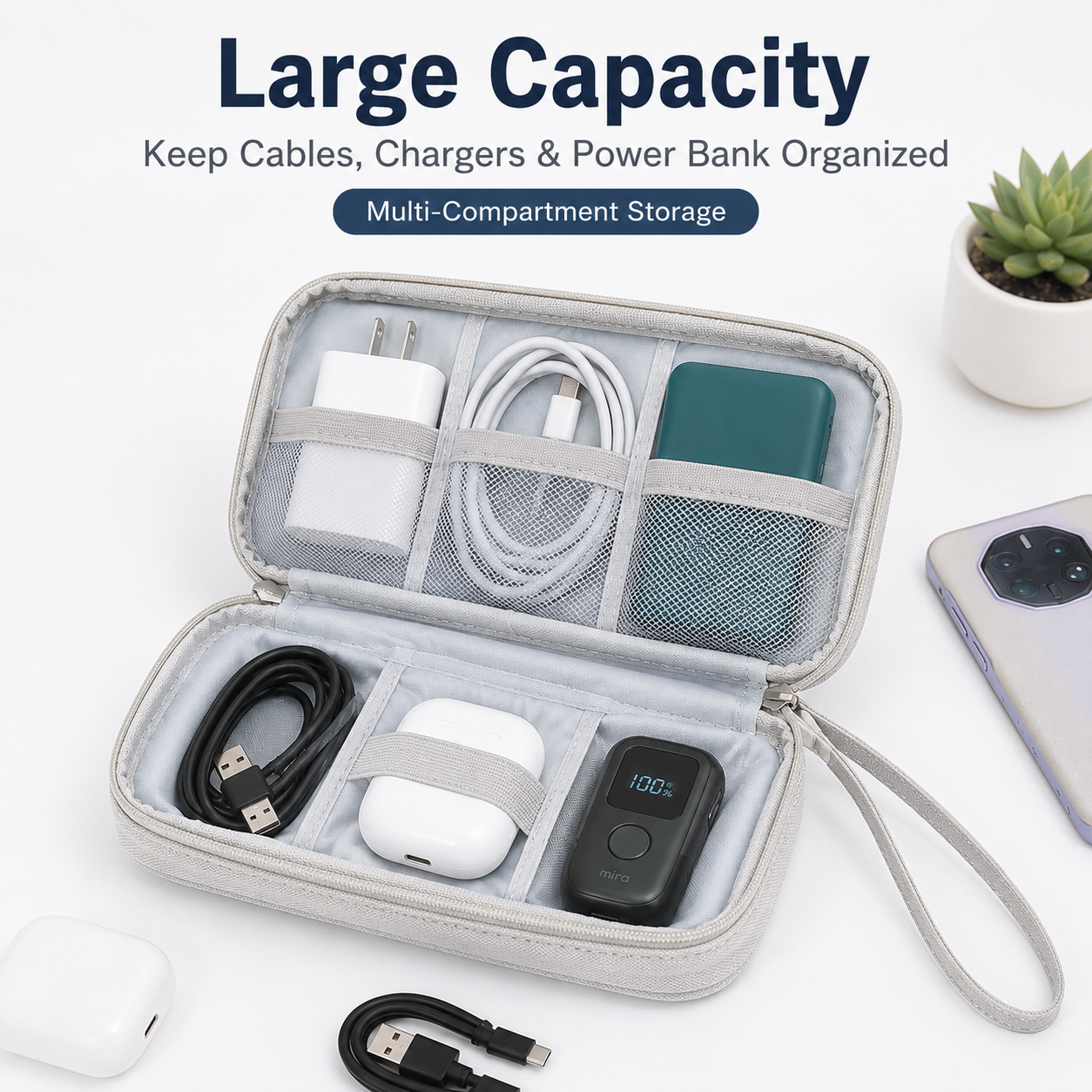 Portable Cable Organizer Bag O - Tech Accessories Case recension och pris