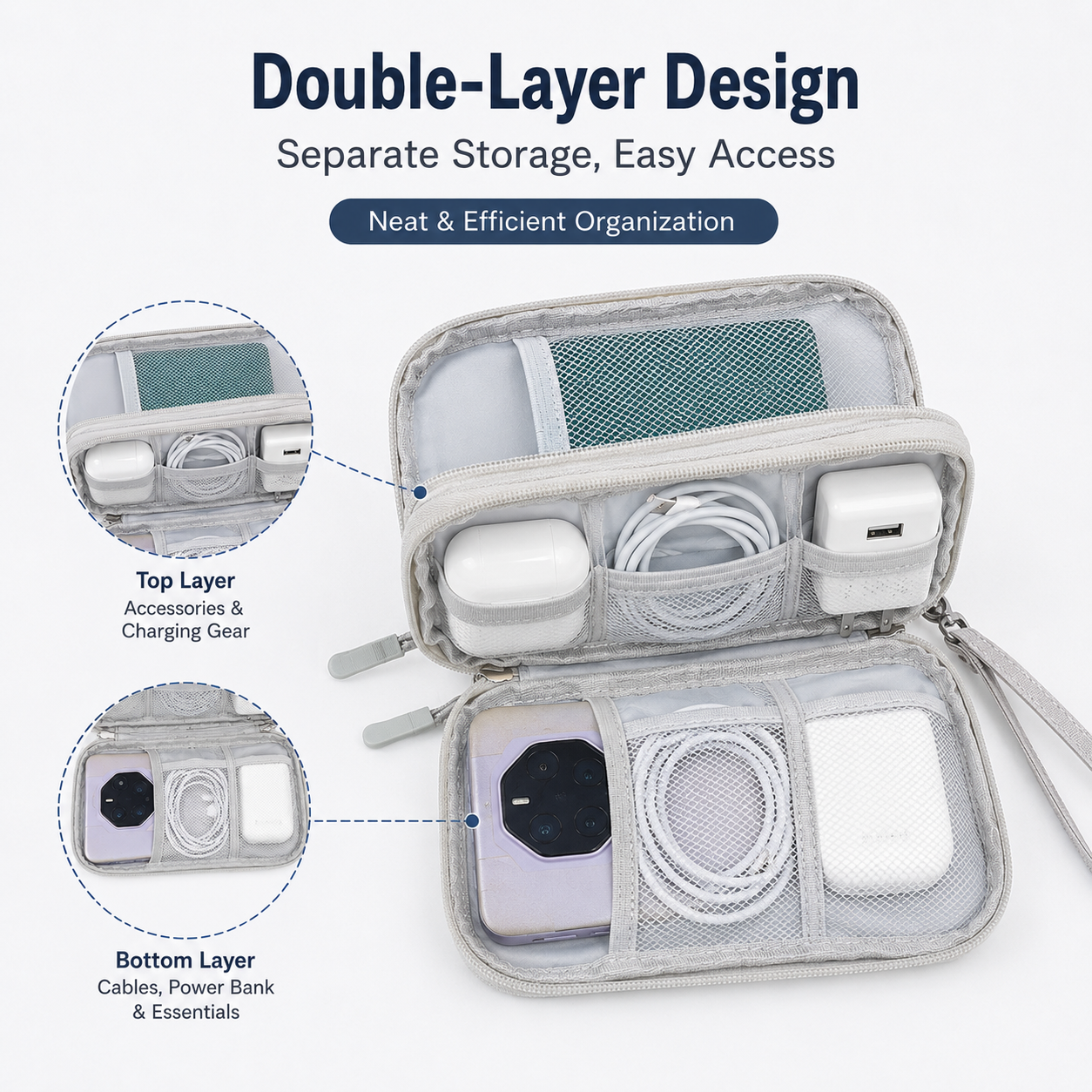 Portable Cable Organizer Bag O - Tech Accessories Case recension och pris
